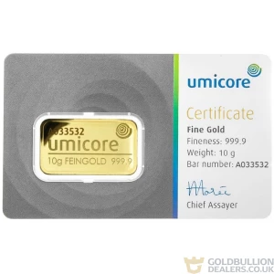 Umicore 10 Gram Gold Bar