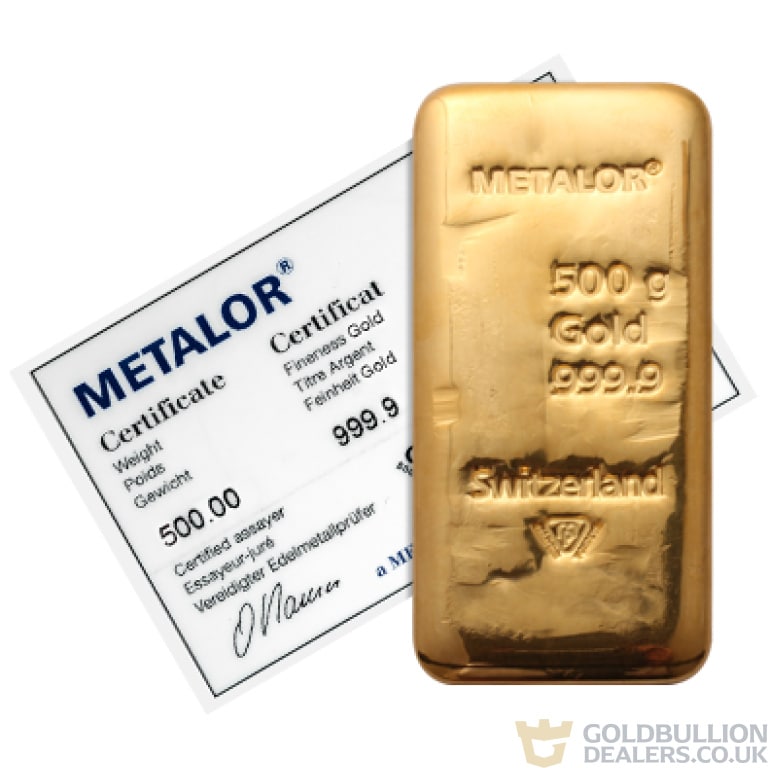 Metalor 500 Gram Gold Bar Gold Bullion Dealers Gold & Silver Bars