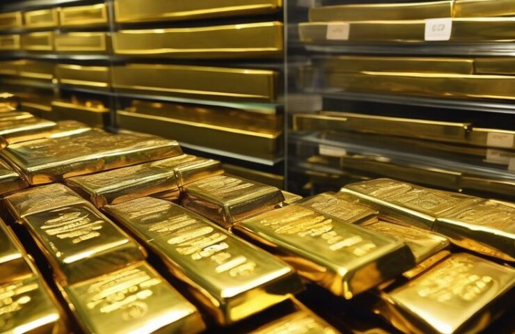 gold bars on display in a UK jewelry shop