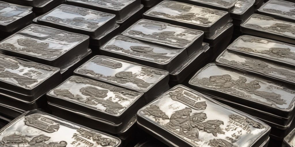 silver bullion being sold in a marketplace